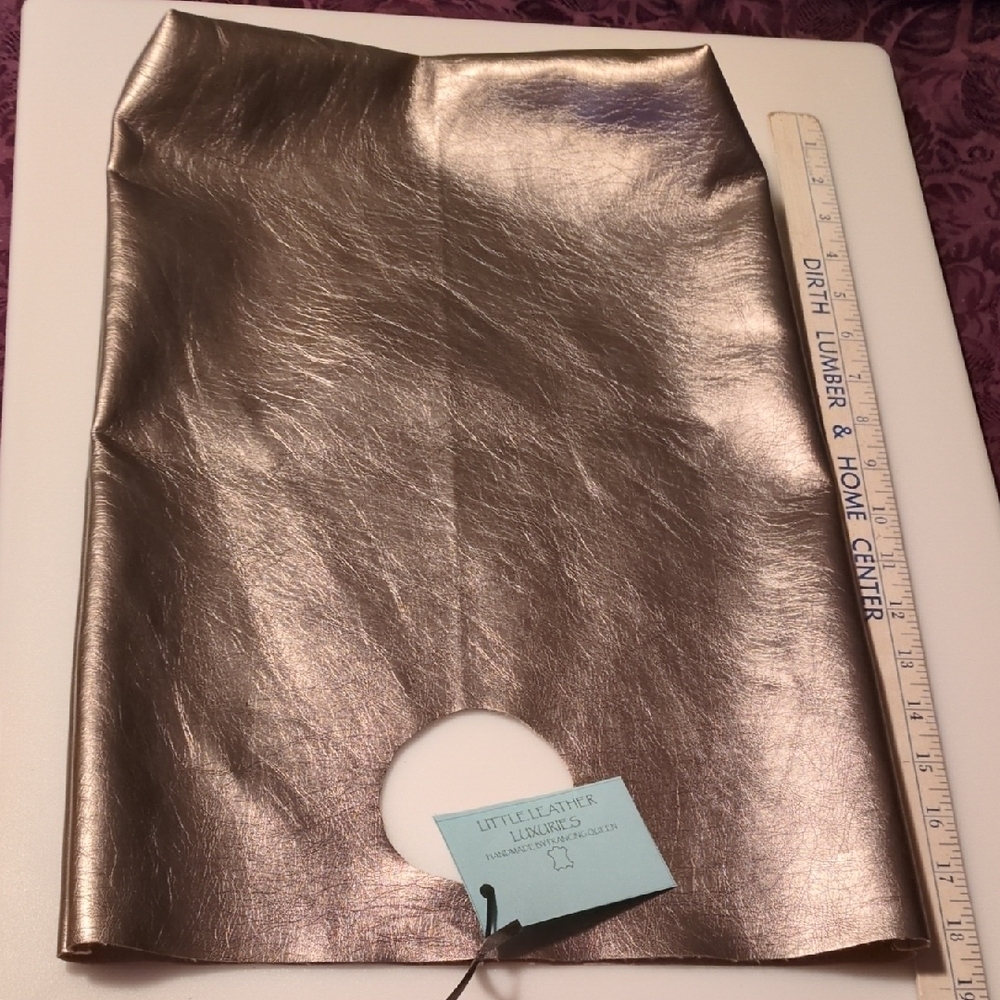 Handmade Faux Leather Silver Bronze Slouchy Tote Fold Over Clutch Bag - Picture 8 of 10